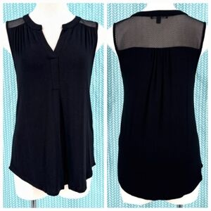 Soft Black Sleeveless Mesh Panel Top